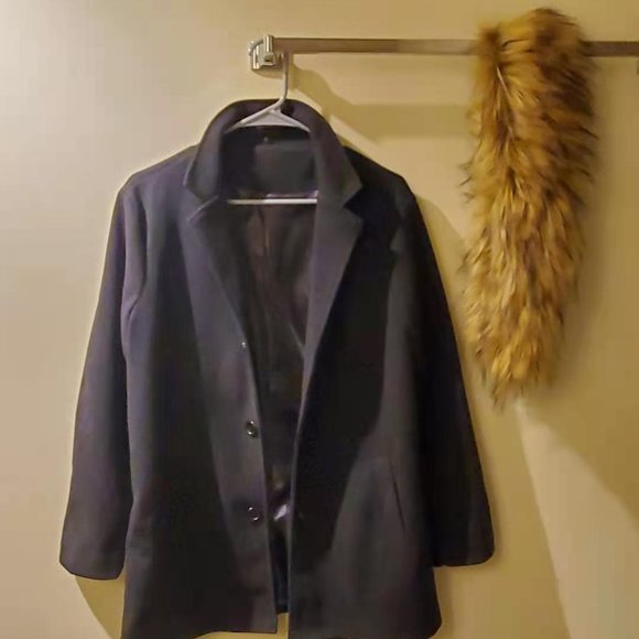 Patchwork Notched Lapel Men's Slim Coat Size M - Picture 6 of 6